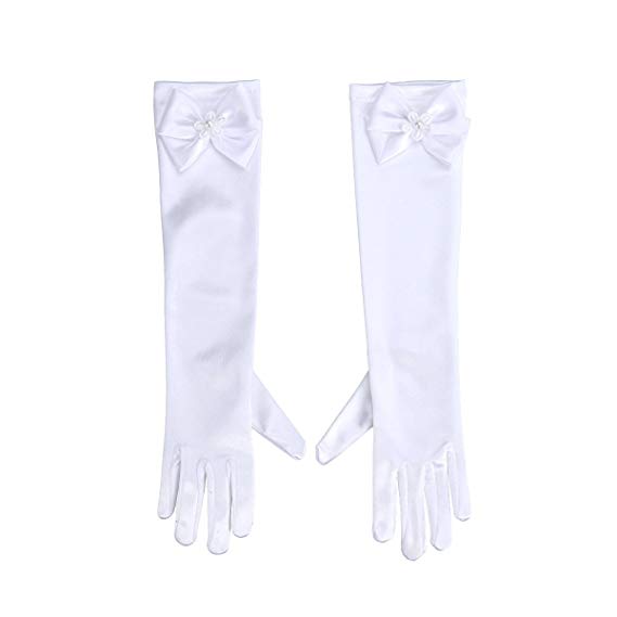 LUOEM Princess Bowknot Gloves Costume Party Gloves for Wedding Holiday (Snow White)