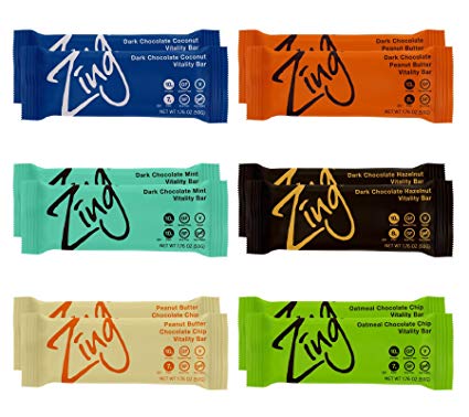 Zing Vital Energy Nutrition Bars, Variety Pack, (12 Bars), High Protein, High Fiber, Low Sugar, Most Popular Flavors, 4 Chocolate Coated, 2 Soft Cookie Dough