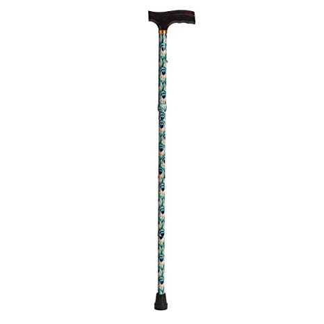 Drive Medical Lightweight Adjustable Folding Cane with T Handle, Peacock