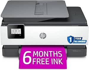 HP OfficeJet 8015e All-in-One Color Inkjet Printer Scanner and Copy with Mobile Printing, Wireless Printer for Home Use, Printer for Office with 6 Months Free Ink, Instant Ink Ready, 228F5A (Renewed)