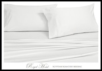 Royal Hotels Solid White 600 Thread Count 4pc Queen Bed Sheet Set 100 Egyptian Cotton Sateen Solid Deep Pocket