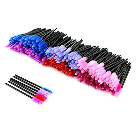 EZGO 300 Pack Multicolor Disposable Eyelash Mascara Brushes Wands Applicator Makeup Brush Kits, 6 Colors