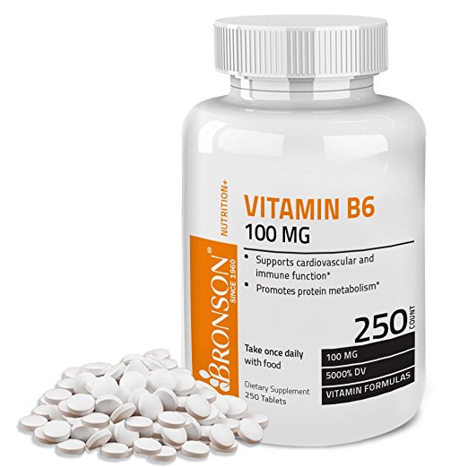 Bronson Vitamin B6 100 MG, 250 Tablets