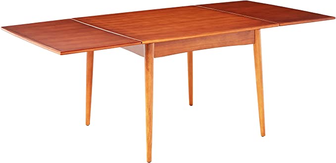 Amazon Brand – Rivet Mid-Century Modern Pine Extendable Dining Table, 39"–77"W, Brown