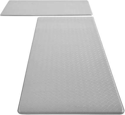 Lifewit Kitchen Rugs Soft Cushioned Anti Fatigue Mats for Kitchen Floor Front of Sink Waterproof Non Slip Heavy Duty PVC Kitchen Floor Mat Runner Rug Set for Home Office Laundry Room , Set of 2, Grey