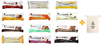 Power Crunch High Protein Energy Snack All Flavors 1.4-Ounce Bars (Pack of 12), 12 Different Flavors Pack of 12 and 1 Organic Snack Pouch