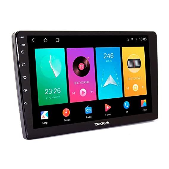 Takara 9 Inch Full HD 1080P 16GB ROM Android OS Car Player with Super Fast Quad Core Processor, Wi-fi, Bluetooth, Navigation, FM, Steering Wheel Controls