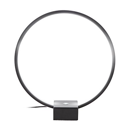 Brightech – Circle LED USB Table & Desk Lamp – Bright Orb of Light with Built-in Dimmer Brings Sci-Fi Ambiance to Contemporary Spaces – USB Port for Charging iPhones –12 Watts – Black