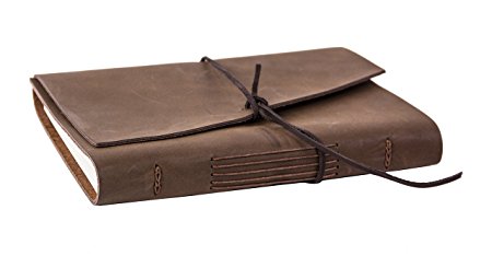 Red Co Classic Soft Genuine Leather Journal with Stitching Detail, 5" x 7", 240 Lined Pages, Brown