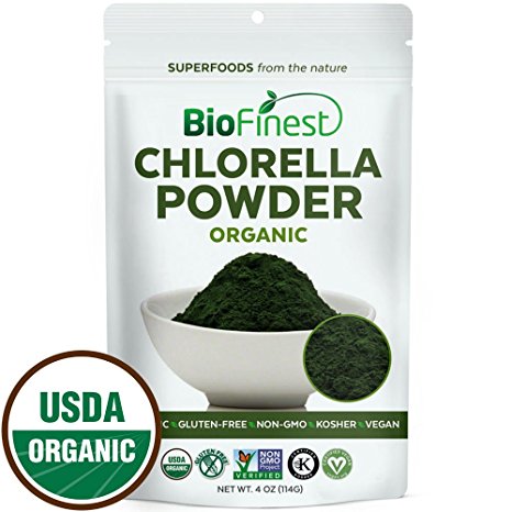 Biofinest Chlorella Powder (Broken Cell Wall) - 100% Pure Freeze-Dried Superfood - USDA Certified Organic Raw Vegan Non-GMO - Boost Digestion Detox Weight Loss - For Smoothie Beverage Blend (4 oz)