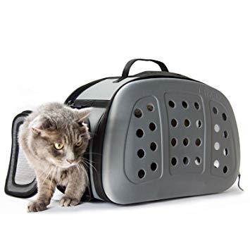 FRiEQ Foldable Hard Cover Pet Carrier with Shoulder Strap - Pet Travel Kennel Cats, Small Dogs & Rabbits