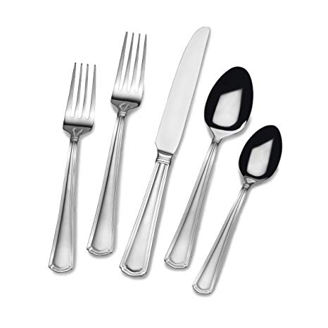 Gourmet Basics by Mikasa 5181725 Universal 45-Piece Stainless Steel Flaware Set with Serving Utensil Set, Service for 8