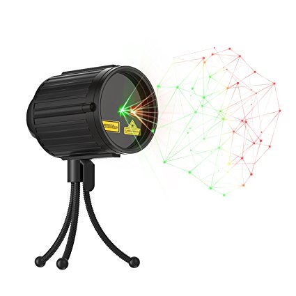 Laser Lights,Laser Christmas Lights Halloween Laser Show with RF Remote Controller and Waterproof LED Projector Lights Green and Red Star for Holiday and Garden Decoration