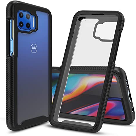 CBUS Heavy-Duty Phone Case with Built-in Screen Protector Cover for Motorola One 5G –– Full Body (Black)