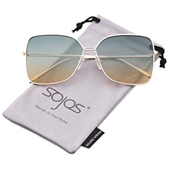 SOJOS Fashion Womens Sunglasses Oversized Square Frame Flat Mirrored Lens SJ1082