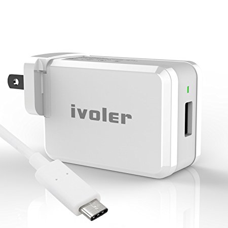 [Qualcomm Quick Charge 3.0] [QC 2.0 & USB Type Compatible] iVoler QC 3.0 18W USB Wall Charger for for Samsung Galaxy S7, Nexus 6P/5X, Microsoft Lumia 950/950XL, Samsung Galaxy S6/S6 Edge/  /Note 5/4/Edge, Sony Xperia Z5/Z4/Z3/Z2, HTC A9/M8/M9, LG G4/V10/ G Flex 2, Nexus 6, iPhone, iPad, and More(The Smallest QC 3.0 USB Travel Wall Charger with One Free 3.3ft/1m USB A to C Cable)(White)
