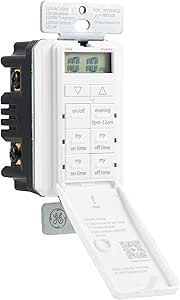 GE UltraPro in-Wall Digital Timer, Daily Preset, Two Fully Customizable ON/Off Times, Manual Override Button, Built-in Battery Backup – 53222