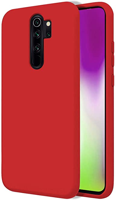 TBOC Case for Xiaomi Redmi Note 8 Pro [6.53"]- Hard Cover [Red] Premium Liquid Silicone [Soft Touch] Microfiber Inner Lining [Protects the Camera] Anti-Slip Resistant to Dirt Scratches