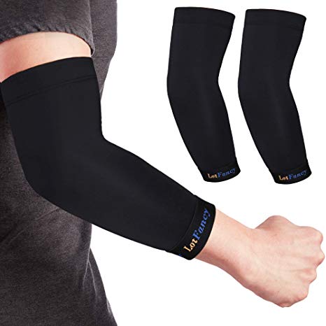 Copper Compression Elbow Sleeve, 1 Pair Elbow Brace for Tendonitis, Arthritis, Bursitis, Golf, Weightlifting, Joint Support and Recovery, for Men, Women, Size L
