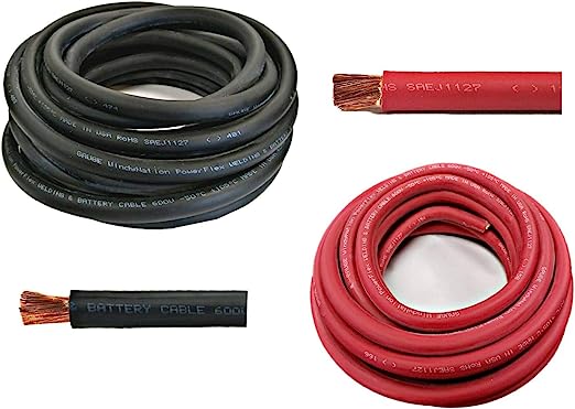 WNI 4/0 Gauge 5 Feet Black 5 Feet Red 4/0 AWG Ultra Flexible Welding Battery Copper Cable Wire - Made In The USA - Car, Inverter, RV, Solar