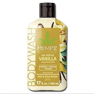 Hempz Body Wash Age Defying - Vanilla & Musk - Hydrating for Sensitive Skin, Scented, Exfoliating with Shea Butter, Pure Hemp Seed Oil, and Algae for Sensitive Skin - 17 fl oz