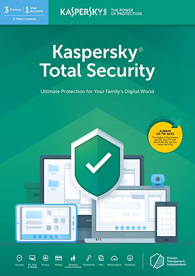 Kaspersky Total Security 2019 | 3 Devices | 2 Years | PC/Mac/Android | Online Code