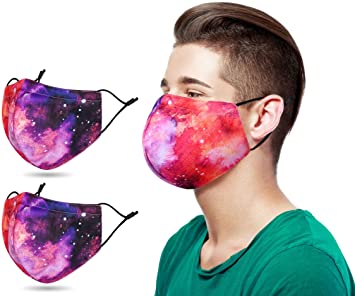 Lullaby 2 PCS Unisex Washable Reusable Face Madks Mouth Cover Galaxy Red