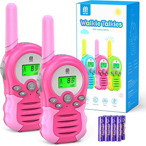 MTM Walkie Talkies for Kids,Two Way Radios 8 Channels VOX Scan LCD Display 3KM Range Pink Walkie Talkie for Camping Entertainment 2 PCS (Pink)
