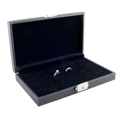 Caddy Bay Collection Wide Slot Jewelry Ring Display Storage Case Holds 24 Rings With Lock-cbc24
