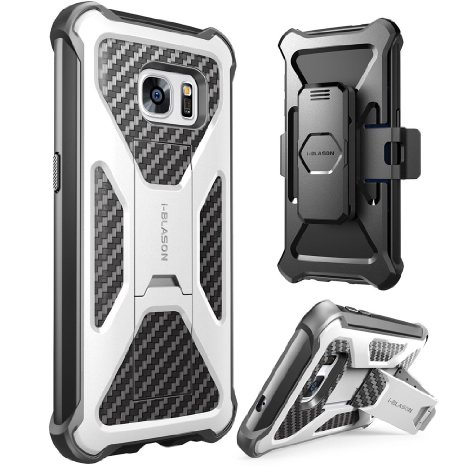 Galaxy S7 Case, i-Blason Prime [Kickstand] Samsung Galaxy S7 2016 Release [Heavy Duty] [Dual Layer] Combo Holster Cover case with [Locking Belt Swivel Clip] (White)