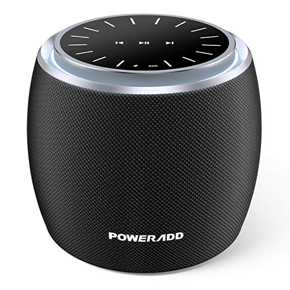 POWERADD Dee-G Bluetooth Speakers, 360°36Watt Hi-Fi Surround Sound, 4 Built-in Speakers, Rotating Volume Knob Wireless Speaker 4000mah Battery, 12 Hours Playtime Outdoor/Indoor Use