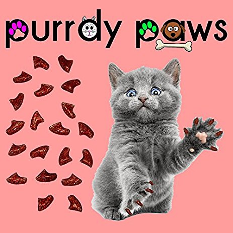 40-Pack RUBY RED GLITTER Soft Nail Caps For Cat Claws Purrdy Paws Brand