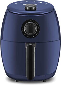 Elite Gourmet EAF-0201BG# Personal 2.1 Qt. Compact Space Saving Electric Hot Air Fryer Oil-Less Healthy Cooker, Timer & Temperature Controls, PFOA/PTFE Free, 1000W, Quart, Blue Gray