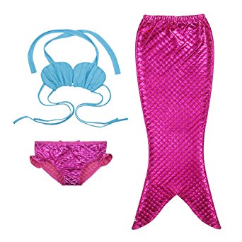 Smail Mermaid Tail Costume Childs Kids Girl Swimwear Swimsuit 3 Pieces Bikini Set