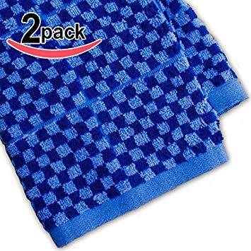 Murphy Bamboo 26.5-Inch-by-13-Inch Luxury Bamboo Kitchen Dish and Hand Towels, Blue and Cobalt Blue Plaid (Set of 2)