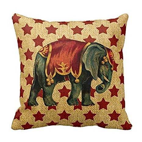 UineDo0 Vintage Circus Elephant on Stars Superior Canvas 18 x 18 inches Pillowcase by Cushion Case