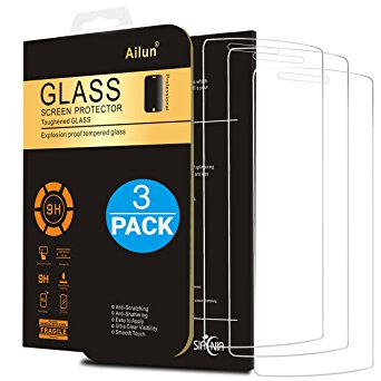 LG G4 Screen Protector,[3 Packs]by Ailun,Tempered Glass,9H Hardness,2.5D Edge,Ultra Clear Transparency,Anti-Scratches,Case Friendly-Siania Retail Package