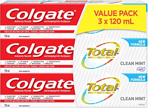 Colgate Total Toothpaste, Clean Mint, 3 X 120 mL