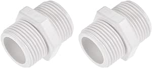 uxcell Pipe Fitting, G1 Male Thread, Hex Nipple Tube Adaptor Connector Hose Connector, for Water Tanks, PVC Plastic, White, Pack of 2