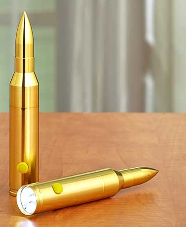 .50 Caliber Bullet Flashlight 2-Packs BRASS