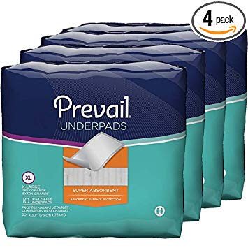 Prevail Super Absorbency Incontinence Underpads, Extra Large, 10-Count (Pack of 4)