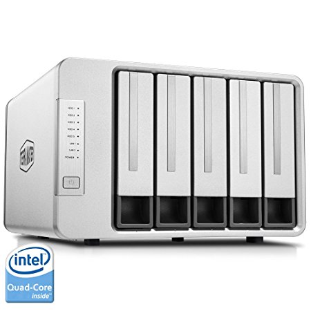 Noontec-TerraMaster F5-420 NAS Server 5-Bay Intel Quad Core 2.0GHz 2GB RAM Network RAID Storage for Small/Medium Business (Diskless)