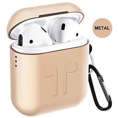 Metal Airpods Case 2019 Newest Full Protective Skin Cover Accessories Kits Compatible Airpods Charging Case Ultra Lightweight Dustproof Scratchproof Case-Gold