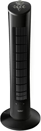 VonHaus Oscillating Tower Fan - 31” Upright Cooling Fan for Home or Office - Includes 3 Breeze Speed Settings, and 2 Hour Timer - 70 degrees Oscillation - Black