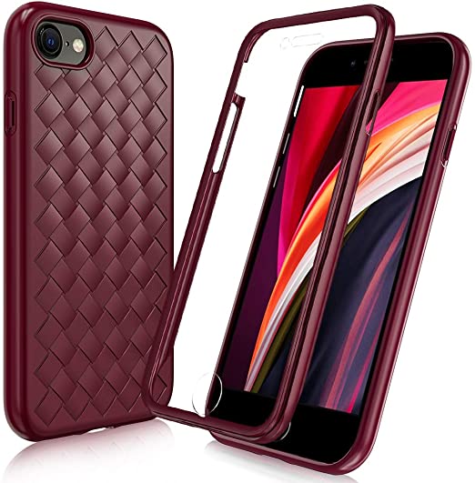 FYY [Anti-Germs Antibacterial Case] for iPhone SE 2020/7/8/6/6S 4.7"[Built-in Screen Protector] Heavy Duty Protection Full Body Protective Bumper Case for Apple iPhone SE 2020/7/8/6/6S 4.7" Wine Red