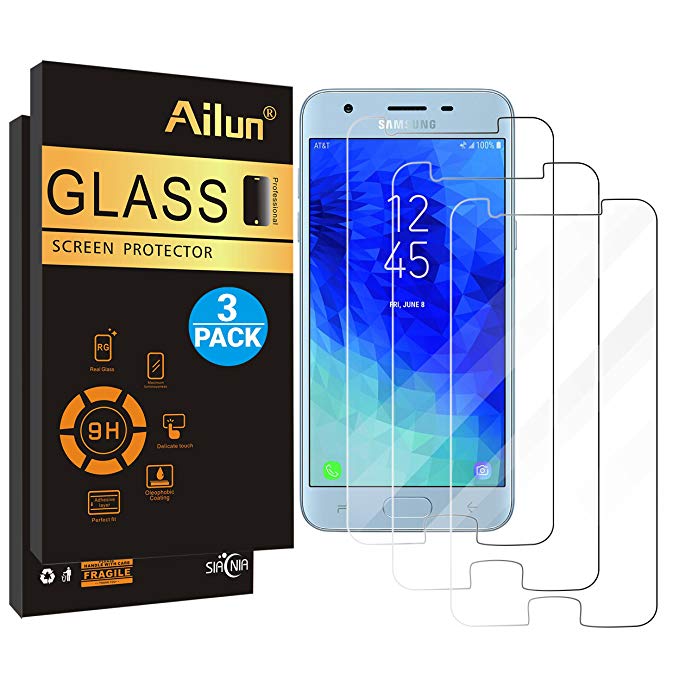 Ailun Screen Protector Compatible Galaxy J3(2018),[3Pack],Tempered Glass for Samsung Galaxy J3(2018),2.5D Edge,Anti-Scratch,Bubble Free,Anti-Fingerprint&Oil Stain Coating,Case Friendly