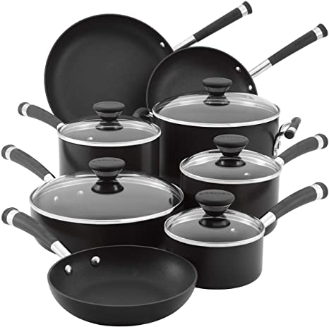 Circulon Acclaim Hard Anodised Non-Stick Pots and Pans Set, 8 Piece Set - Black