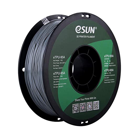 eSUN 1.75mm TPU 95A Flexible 3D Printer Filament 1KG Spool (2.2lbs), Gray