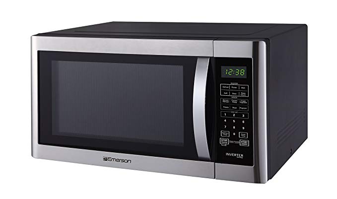 Emerson ER105004 1.6 CU. FT. 1200 Watt, Inverter Sensor Cooking Countertop Microwave Oven, Stainless Steel