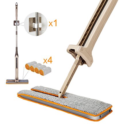 SIXDEFLY Double Sided Lazy Mop 360 Spin Automatic Squeeze clean,Contain 4 Pieces Of Fiber Cloth and 1 Wall Hook Bracket,For Your Living Room,Hardwood Floor,Kitchen,Bathroom,Ceiling,Corner